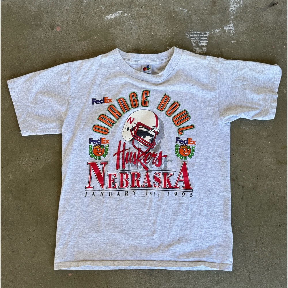 Vintage 1990s single stitch Nebraska huskera orange bowl t shirt